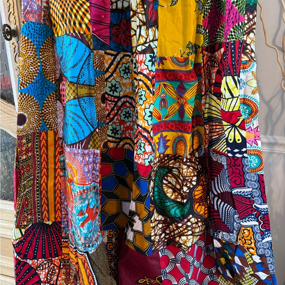 Grass Fields Cotton Colorful Patchwork Maxi Skirt - image 3